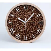 Tulup Holzuhr 25fi cm wanduhr - weiße Spitzen - Kaffeebohnen
