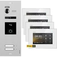 Balter EVO HD Silber RFID/Fingerprint 4x7" Weiß Video Türsprechanlage Set 2 Familienhaus
