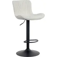 CLP Barhocker Linus aus Stoff creme, matt-schwarzes Gestell, Sitzhöhe 58-83 cm, Gesamthöhe 83-107 cm