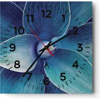 ARTTOR Wanduhr - Quadrat - Glasuhr - Agave Blau Blume - 30x30cm - Schleichendes Uhrwerk - Lautlos - zum Aufhängen bereit - Dekoration Modern - Wanddekoration aus Glas - C4AC30x30-4972