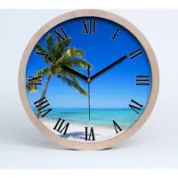 Tulup Holzuhr 20fi cm wanduhr - schwarze Spitzen - tropischer Strand