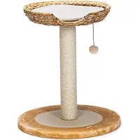 Famanu Kratzbaum Beige - 56 x 56 x 685 cm - Nachhaltiger Kratzbaum mit Sisalstangen und Liegefläche