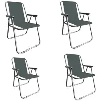 Linder Exclusiv GmbH Campingstuhl Anglersessel Gartenstuhl Sessel mit Armlehne dunkelgrau 4er Set