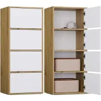 BDW , Kommode mit 4 Türen, ALMA, Tip-ON System, 50×119×40cm, Artisan Eiche / Weiß