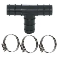 Haf 1x Schlauchverbinder T-Stück 90° mit 38mm | 3x Schlauchtülle | Verbinder inkl. 3x Edelstahlschellen | PN2,5 für Poolfittings & Poolschlauch