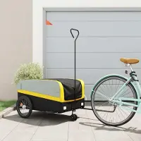 vidaXL Design Fahrradanhänger Schwarz und Gelb 45 kg Eisen, Fahrradanhänger 2024 Neu