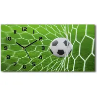 Tulup Wanduhr aus Glas – 60x30 cm - Glasbild - Glasuhr - Gehärtetes Glas - schwarze-zeiger - Ball im Tor
