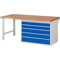 RAU Werkbank mit 5 XXL Schubladen - Vollauszug - 120:2 / 150:2 / 180:1 - 890 x 2.000 x 900 mm (HxBxT) - Traglast 1.000 kg - Buche