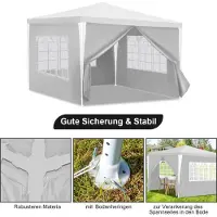 Fiqops Faziango Pavillon 3x3m mit Seitenwänden Tasche Wasserdicht UV-Schutz 50+Gartenpavillon Gartenzelt Partyzelt Weiß