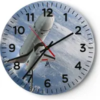 ARTTOR Wanduhr - Rund - Glasuhr - Himmel Rakete Kosmos Planet - 40x40cm - Schleichendes Uhrwerk - Lautlos - zum Aufhängen bereit - Dekoration Modern - Wanddekoration aus Glas - C4AR40x40-0496