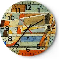 ARTTOR Wanduhr - Rund - Glasuhr - Abstraktion modern - 30x30cm - Schleichendes Uhrwerk - Lautlos - zum Aufhängen bereit - Dekoration Modern - Wanddekoration aus Glas - C4AR30x30-3611