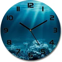 Tulup Wanduhr aus Glas 30fi Glasbild Glasuhr Gehärtetes Glas - schwarze-zeiger - Underwater world