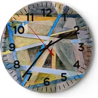 ARTTOR Wanduhr - Rund - Glasuhr - Abstraktion modern - 40x40cm - Schleichendes Uhrwerk - Lautlos - zum Aufhängen bereit - Dekoration Modern - Wanddekoration aus Glas - C4AR40x40-3681
