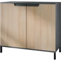 Vladon Kommode Sylt V3, Moderner Küchenschrank mit 2 großen Türen Anthrazit matt / Eiche sägerau (92,5 x 83.5 x 35)