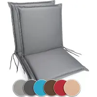Sunnypillow 2er Set Gartenstuhlauflagen 100 x 50 extra dick 9cm Niedriglehner Auflagen waschbar wasserdicht Polsterauflagen Outdoor Stuhlauflagen Polster Sitzkissen Gartenstuhl Grau