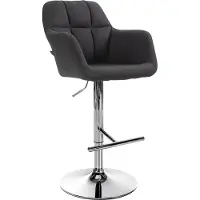 DELUKE Barhocker TUBEL - Stoff Schwarz 57x59x97 cm Silber | Barstuhl Höhenverstellbar Mit Lehne Drehbar Tresenhocker Tresenstuhl Kneipenhocker Kneipenstuhl