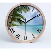 Tulup Holzuhr 25fi cm wanduhr - schwarze Spitzen - tropischer Strand