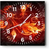 ARTTOR Wanduhr - Quadrat - Glasuhr - Blätter Feuer Muster - 40x40cm - Schleichendes Uhrwerk - Lautlos - zum Aufhängen bereit - Dekoration Modern - Wanddekoration aus Glas - C4AC40x40-0202