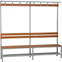Gürkan Garderobenbank mit Haken und Schuhrost 107316 grau, buche Holz 200,0 cm