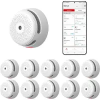 X-Sense XS01-M Intelligenter Rauchmelder Wifi - 10 Rauchdetektoren - Link+ Pro - Drahtlos vernetzbarer Rauchwarnmelder - Feueralarm - Rauchdetektor