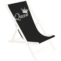 Ferocity Ersatz-Stoffbezug Wechselbarer Liegestuhl Stoffbezug 100% Polyester für Holz-Liegestuhl Klappliegestuhl Motiv Schwarz Queen [119]