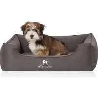 Knuffelwuff Orthopädisches Hundebett Leano aus Velours mit Handwebcharakter M-L 85 x 63cm Schwarz