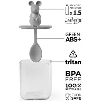 Qualy Lucky Mouse Gewürzbehälter und Löffel Vorratsbehälter ca. 7,2x7,2x14cm