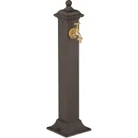 Relaxdays Standbrunnen Antik, mit Wasserhahn, HBT 71x17x21cm, Wasserzapfsäule Garten, Terrasse, Zierbrunnen, dunkelbraun