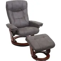 Robas Lund MCA Relaxsessel Hamilton, Fernsehsessel Hocker, Stoff/Textil 130kg belastbar dunkelgrau, walnussfarben