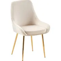 CLP Esszimmerstuhl Elmira Samtbezug gepolstert mit Rückenlehne creme Material Gestell Metall gold