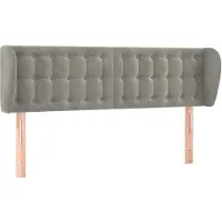 Syfax Kopfteil mit Ohren Hellgrau 147x23x78/88 cm Samt