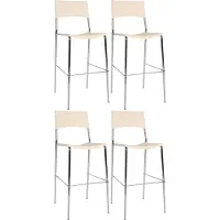 CLP 4er Set Stapelbarer Bistrohocker Genua mit Kunststoffsitz und Metallgestell creme