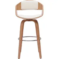 Miliboo - Design-Barhocker drehbar weiß und helles Holz H67.5 cm GAO