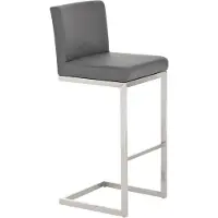 TPFLiving Barhocker Paragon Gestell Edelstahl Kunstleder Grau