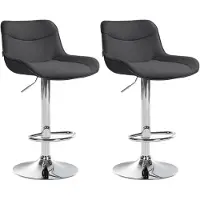DELUKE Barhocker 2er Set TAMPA - Dunkelgrau, Stoff, Chrom | Barhocker mit Lehne Barstuhl Tresenhocker Tresenstuhl Kneipenhocker Kneipenstuhl