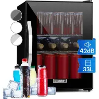 Klarstein Mini Kühlschrank mit Glastür, Mini-Kühlschrank für Zimmer, Getränkekühlschrank Klein mit Verstellbaren Ablagen, Kleiner Kühlschrank 33 Liter, Indoor/Outdoor Kühlschrank Leise