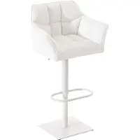 DELUKE Barhocker SIHAR - Kunstleder Weiß 64x45x88 cm Weiß | Barstuhl Höhenverstellbar Mit Lehne Drehbar Tresenhocker Tresenstuhl Kneipenhocker Kneipenstuhl