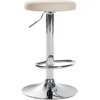 DELUKE Barhocker KAZON - Kunstleder Creme 38.5x38.5x60 cm Silber | Barstuhl Höhenverstellbar Tresenhocker Tresenstuhl Kneipenhocker Kneipenstuhl