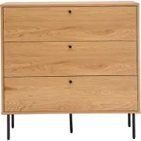 Miliboo - Kommode mit hellem Holzdekor in Eiche und schwarzen Metallfüßen mit 3 Schubladen B100 cm PERNELLE