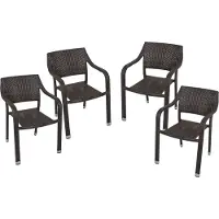 DELUKE Gartenstuhl 4er Set VITO - Kunststoff, Coffee | Stapelstuhl Wetterfest Gartenstühle Outdoor Essstühle