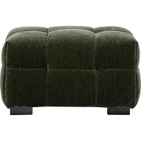 Miliboo - Design-Hocker in kaki-grünem Samteffekt-Stoff CORTO