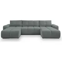Masseno Ecksofa DUCA U mit Schlaffunktion U-Form, Sofa mit Bettkasten, Wohnzimmersofa, Couch, Soffa, Bettsofa, Couchgarnitur- Grau, CURIO 93