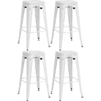 DELUKE Barhocker 4er Set SEOUL - Weiß, Metall | Barhocker ohne Lehne Barstuhl Tresenhocker Tresenstuhl Kneipenhocker Kneipenstuhl