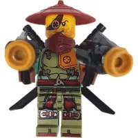 LEGO Ninjago Minifigur Ronin mit Zubehör: 2 Katanas und 2 Stud Shootern