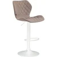 DELUKE Barhocker DIBEL - Stoff Taupe 47x51x88 cm Weiß | Barstuhl Höhenverstellbar Mit Lehne Drehbar Tresenhocker Tresenstuhl Kneipenhocker Kneipenstuhl
