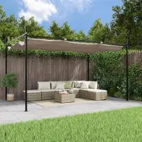 vidaXL Möbel Pergola mit Schiebedach Taupe 395x292x230 cm - Pavillons & Partyzelte 360118