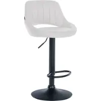 DELUKE Barhocker SEGAD - Kunstleder Weiß 47x48x85 cm Schwarz | Barstuhl Höhenverstellbar Mit Lehne Drehbar Tresenhocker Tresenstuhl Kneipenhocker