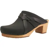 Sanita Wood-Manuella Square Open Clog Black Gr.36