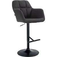 CLP Barhocker Natoma Stoff I Thekenhocker für Bar mit Gepolsterter Sitzfläche | schwarz Farbe schwarz Material Gestell Metall matt schwarz