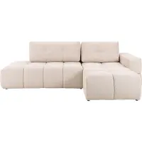 Vente-unique Ecksofa mit Schlaffunktion - Ecke rechts - Stoff - Beige - TRIMALDI